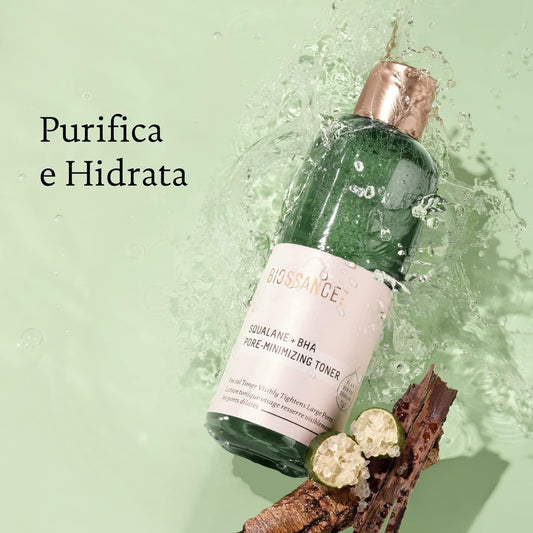 Biossance Squalane + 2% BHA Pore Minimizing Toner - Hydrating & Gentle Exfoliating Facial Toner for Smooth Skin - Reduces Pores & Moisturizes - Natural BHA & Squalane for Daily Use, 4.5 fl oz