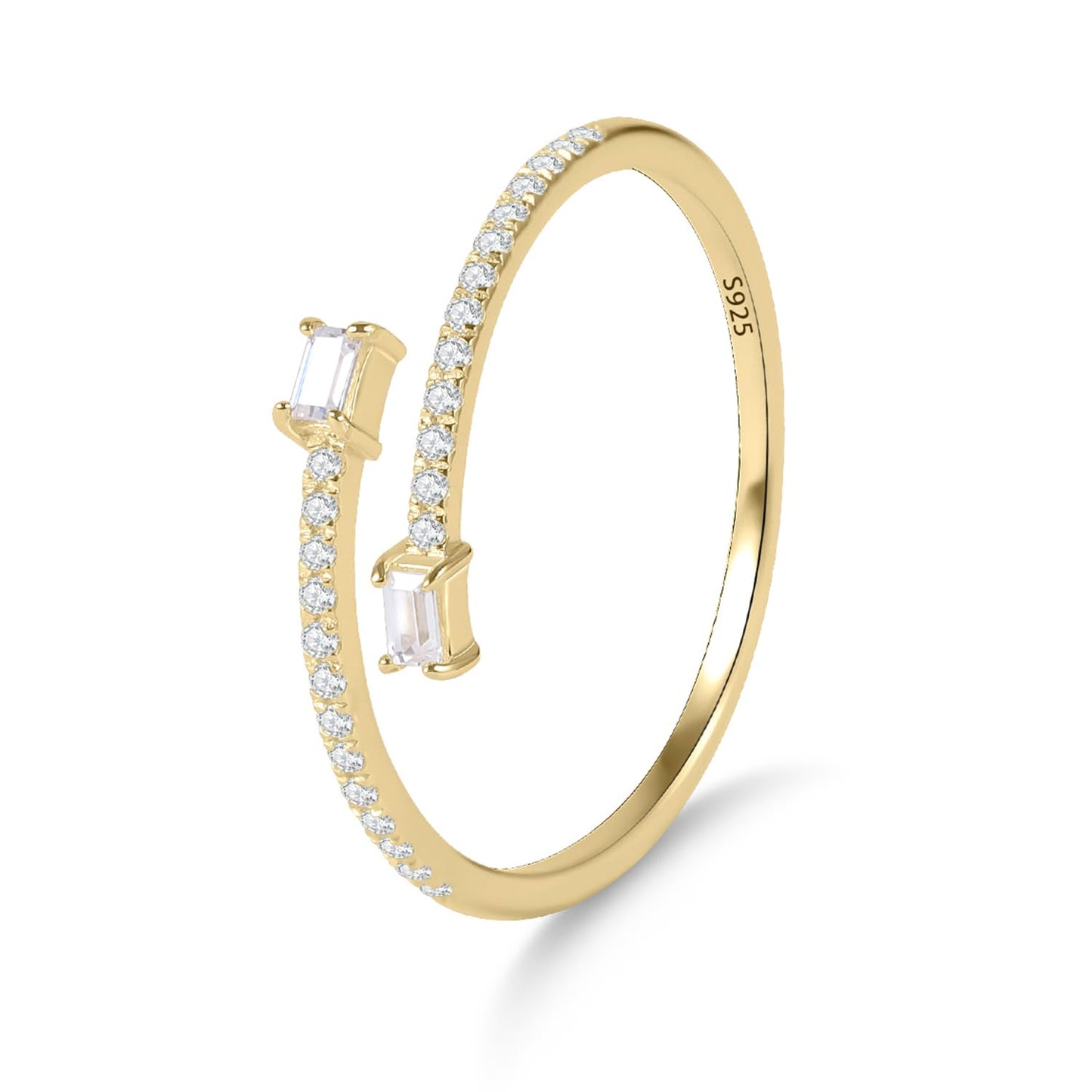 Gem's Beauty Anniversary Rings for Women -Moissanite Rings in 925 Silver with 14k Gold Plating