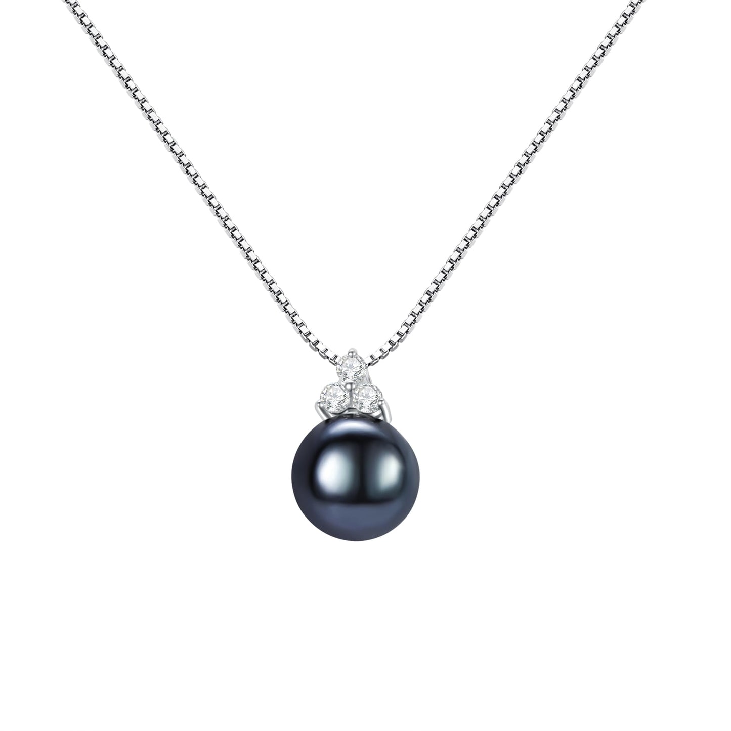 Gem's Beauty Elegant Black Pearl Necklace for Women – 9-10mm, 18K Gold Plated 925 Sterling Silver