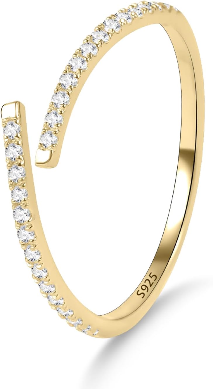 Gem's Beauty Anniversary Rings for Women -Moissanite Rings in 925 Silver with 14k Gold Plating