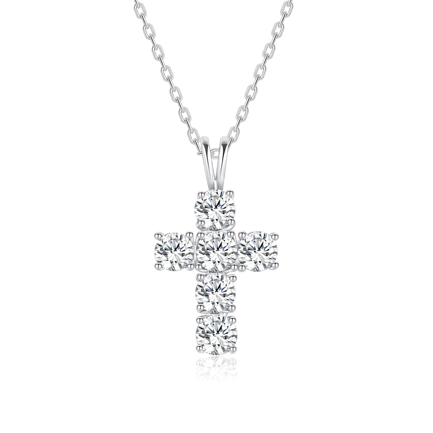 Gem's Beauty 925 Sterling Silver Cross Necklace Cross Necklace For Women 5A CZ Birthstone Necklaces Simple Fashion Exquisite Anniversary Birthday Gifts For Women