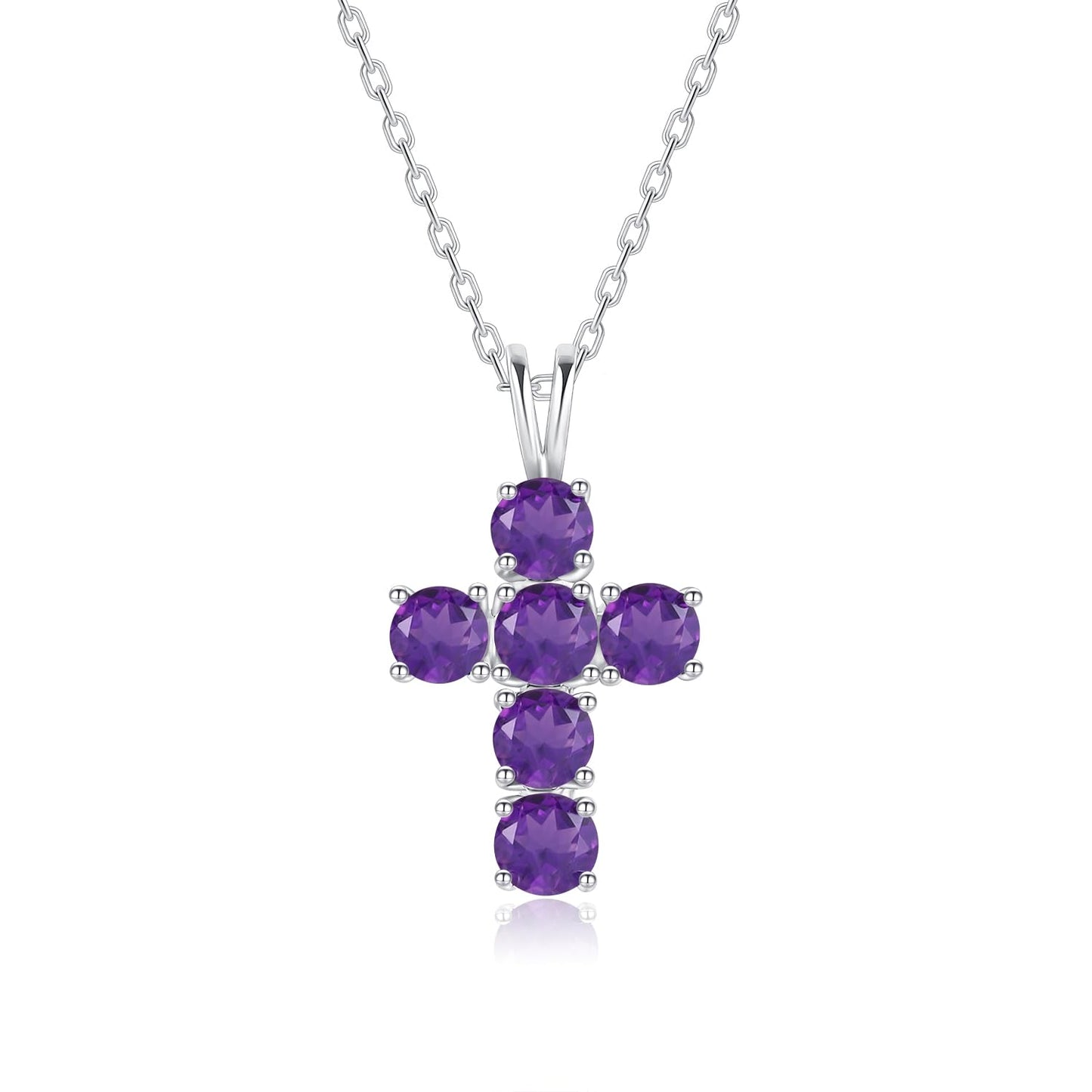 Gem's Beauty 925 Sterling Silver Cross Necklace Cross Necklace For Women 5A CZ Birthstone Necklaces Simple Fashion Exquisite Anniversary Birthday Gifts For Women