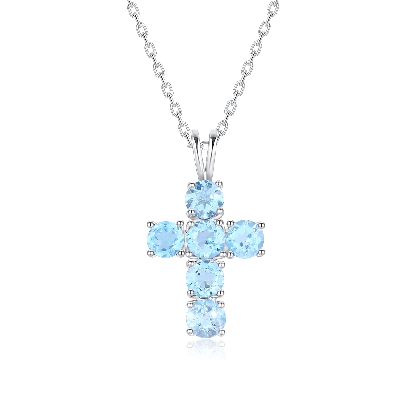 Gem's Beauty 925 Sterling Silver Cross Necklace Cross Necklace For Women 5A CZ Birthstone Necklaces Simple Fashion Exquisite Anniversary Birthday Gifts For Women