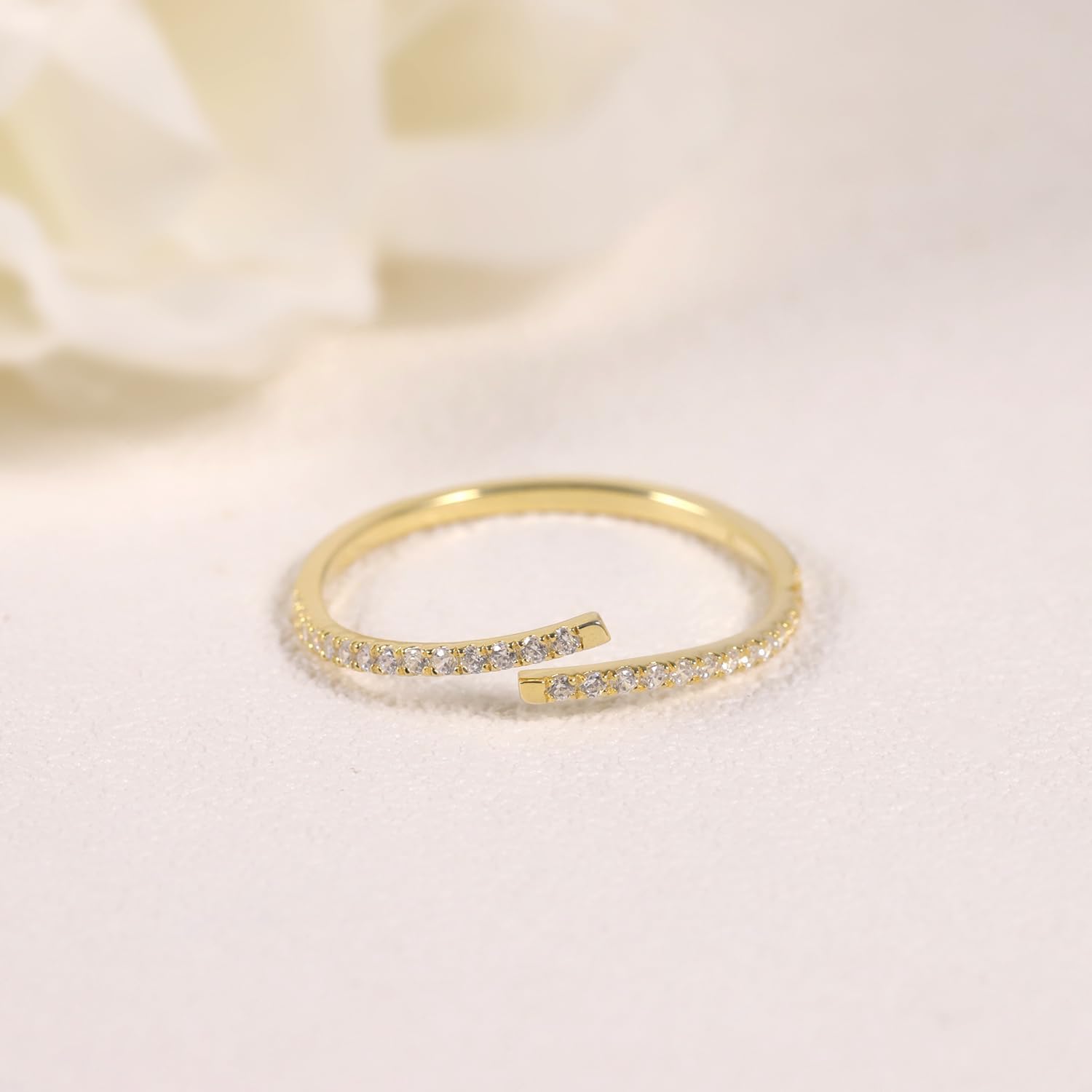 Gem's Beauty Anniversary Rings for Women -Moissanite Rings in 925 Silver with 14k Gold Plating