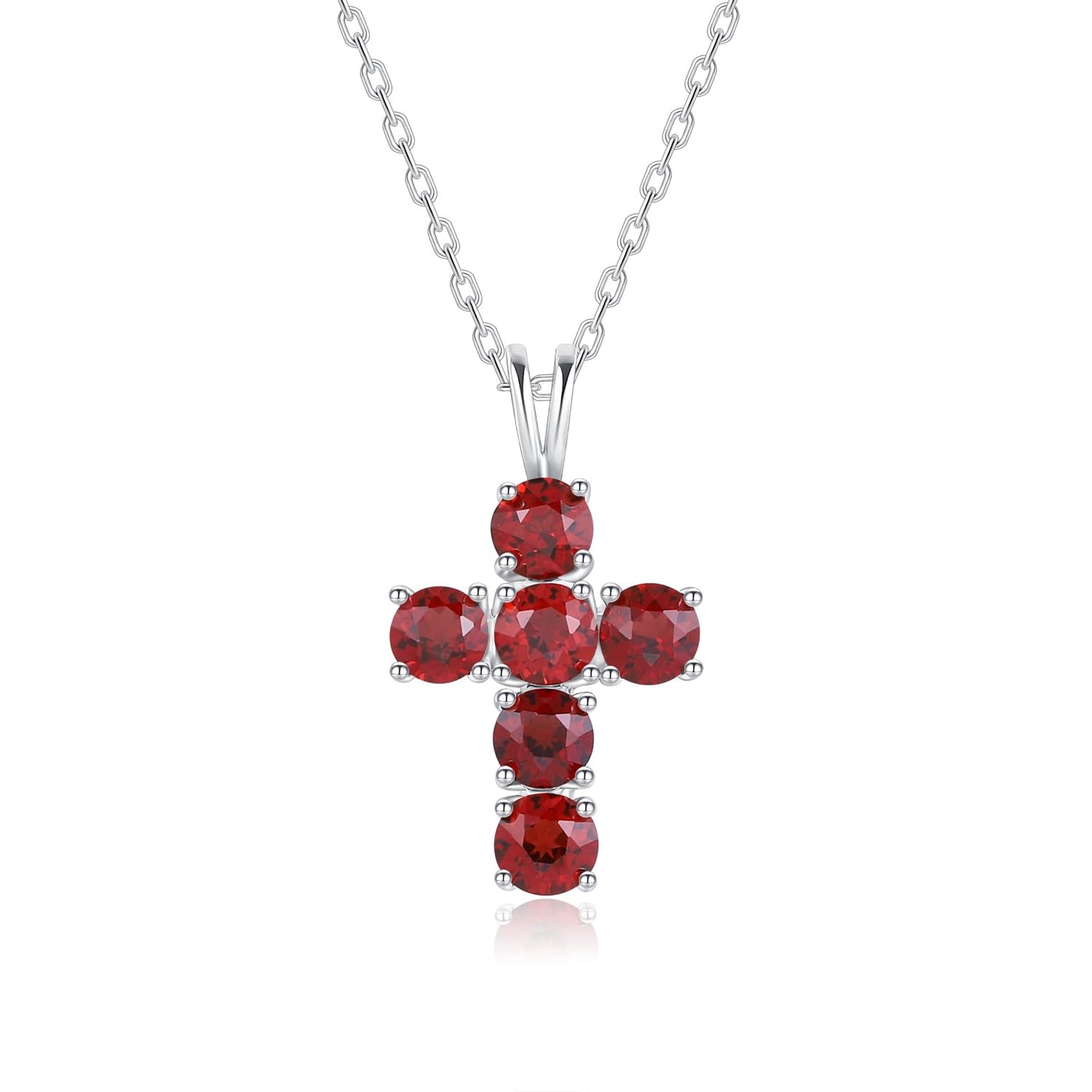 Gem's Beauty 925 Sterling Silver Cross Necklace Cross Necklace For Women 5A CZ Birthstone Necklaces Simple Fashion Exquisite Anniversary Birthday Gifts For Women