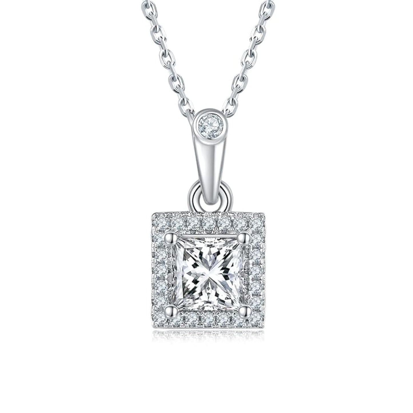 Gem's Beauty Moissanite Necklace Gifts For Women 925 Silver Plated With 14k Gold 1 Carat D Color (VVS1) Jewelry For Women Mother's Day Valentines Gift