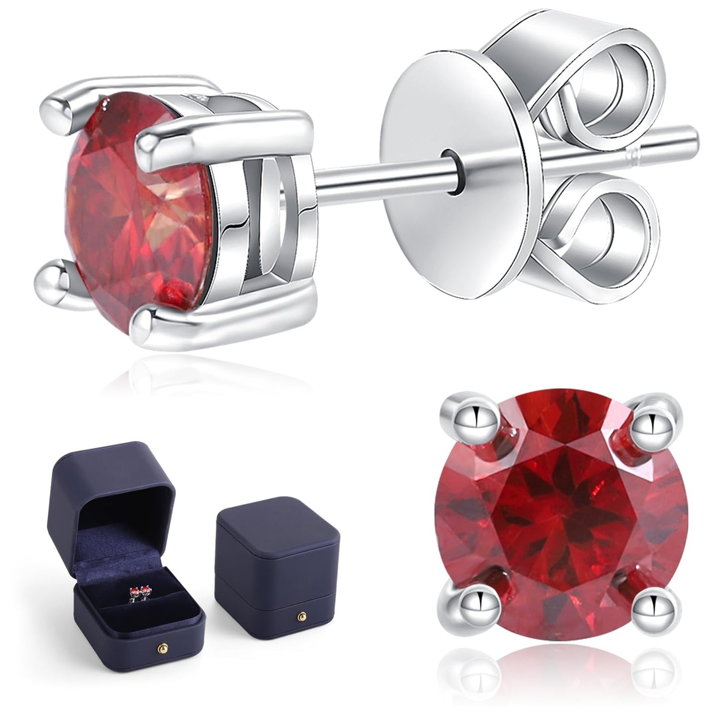 Moissanite Stud Earrings 1-4ct S925 Sterling Silver Earrings Moissanite Earrings Hypoallergenic Lab Created Diamond D Color Jewelry Gifts for Women Men Valentine's Day