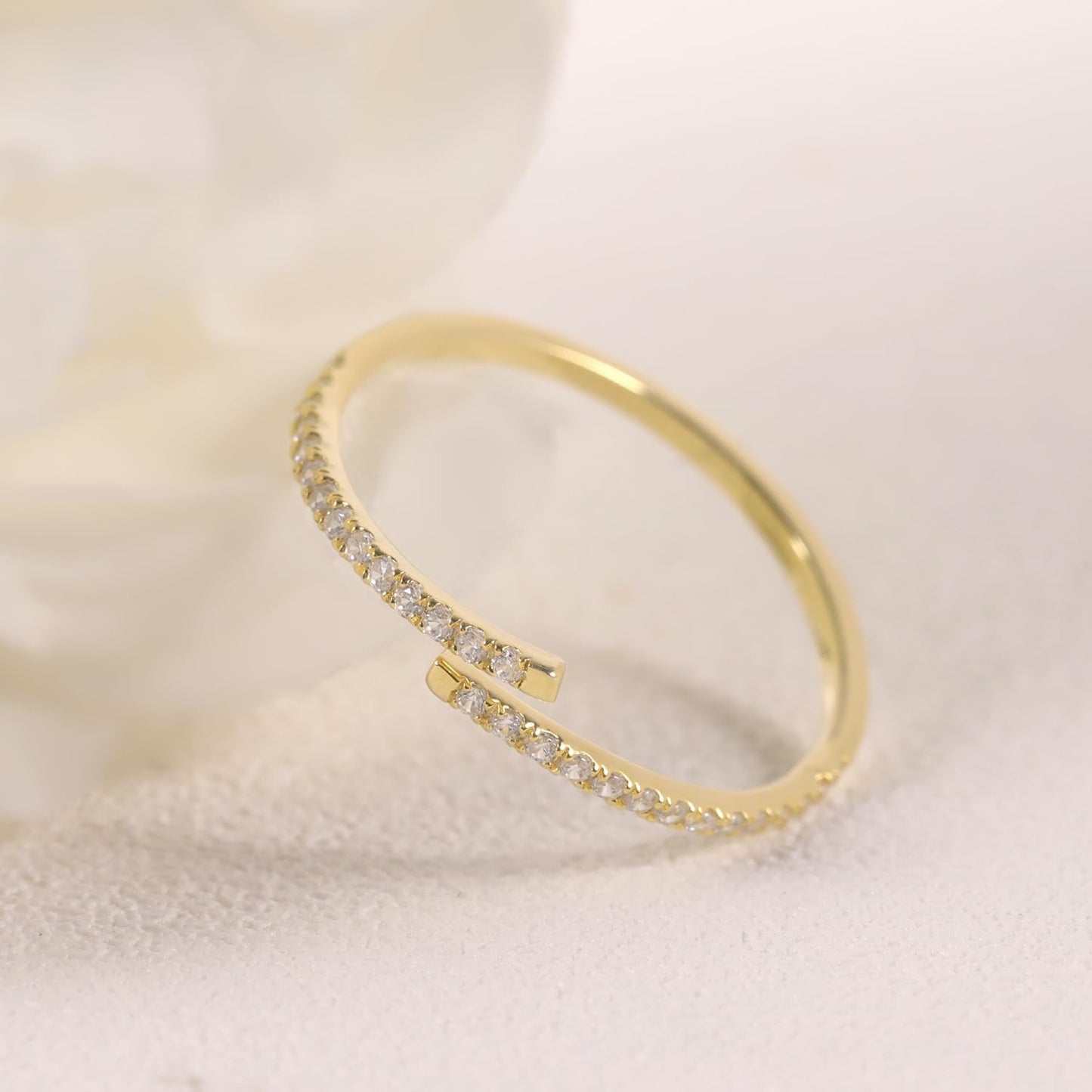 Gem's Beauty Anniversary Rings for Women -Moissanite Rings in 925 Silver with 14k Gold Plating