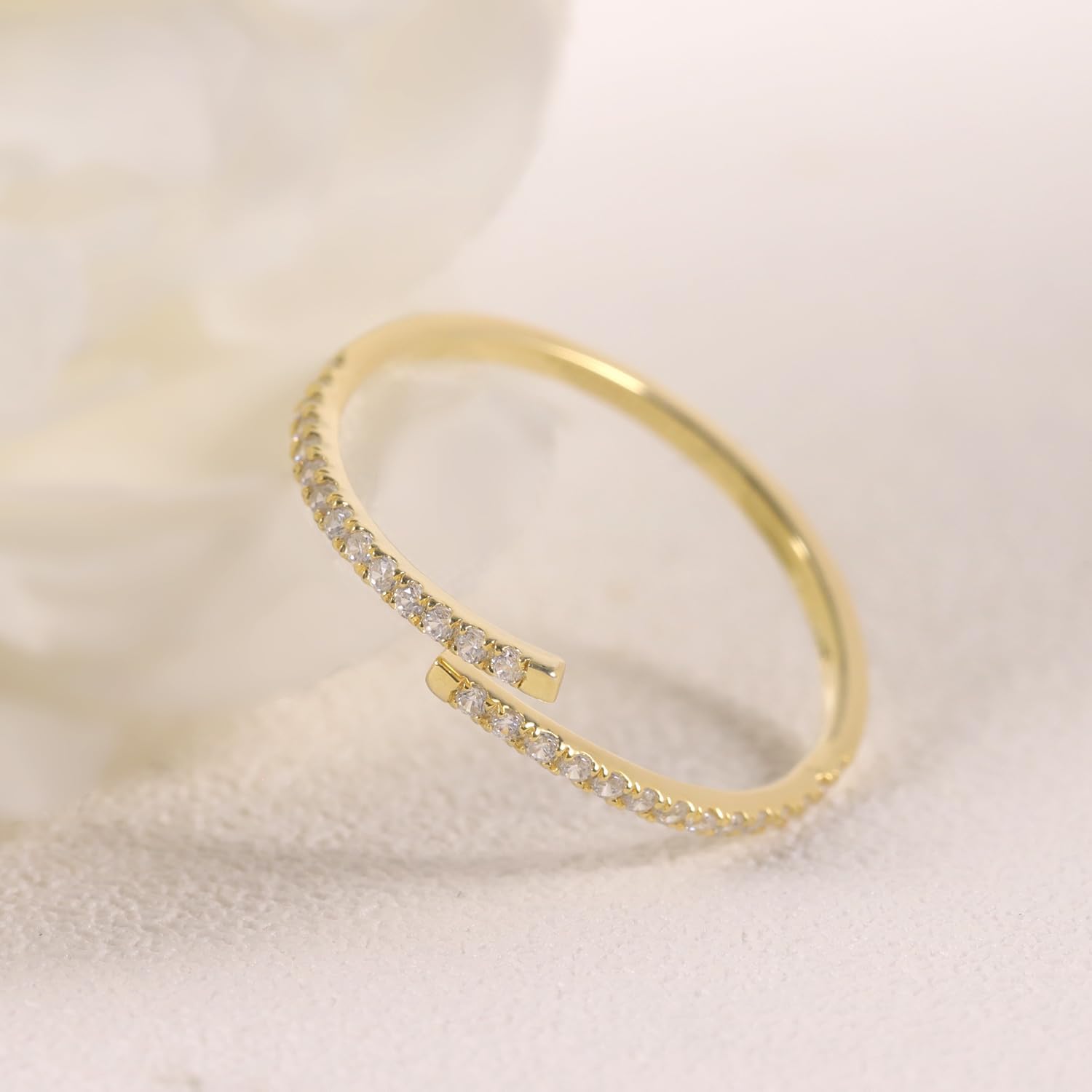 Gem's Beauty Anniversary Rings for Women -Moissanite Rings in 925 Silver with 14k Gold Plating