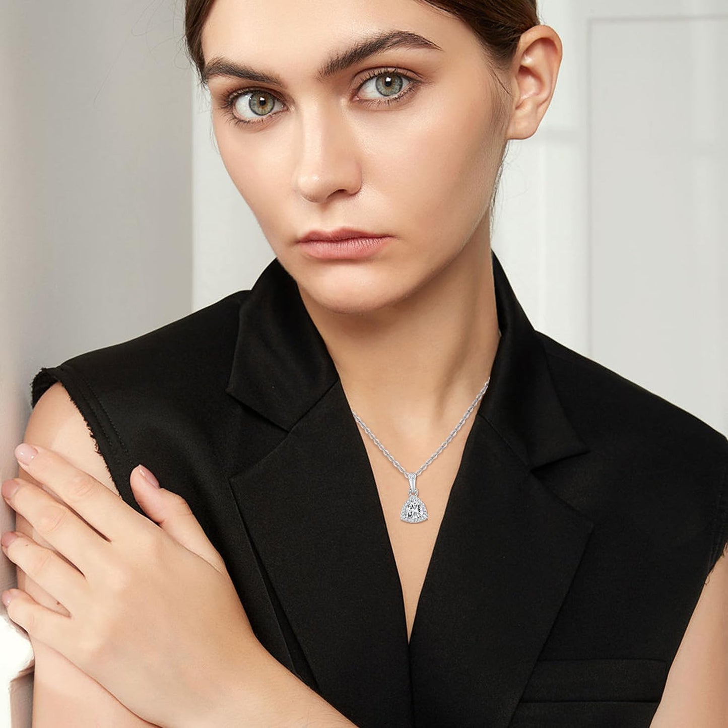 Gem's Beauty Moissanite Necklace Gifts For Women 925 Silver Plated With 14k Gold 1 Carat D Color (VVS1) Jewelry For Women Mother's Day Valentines Gift