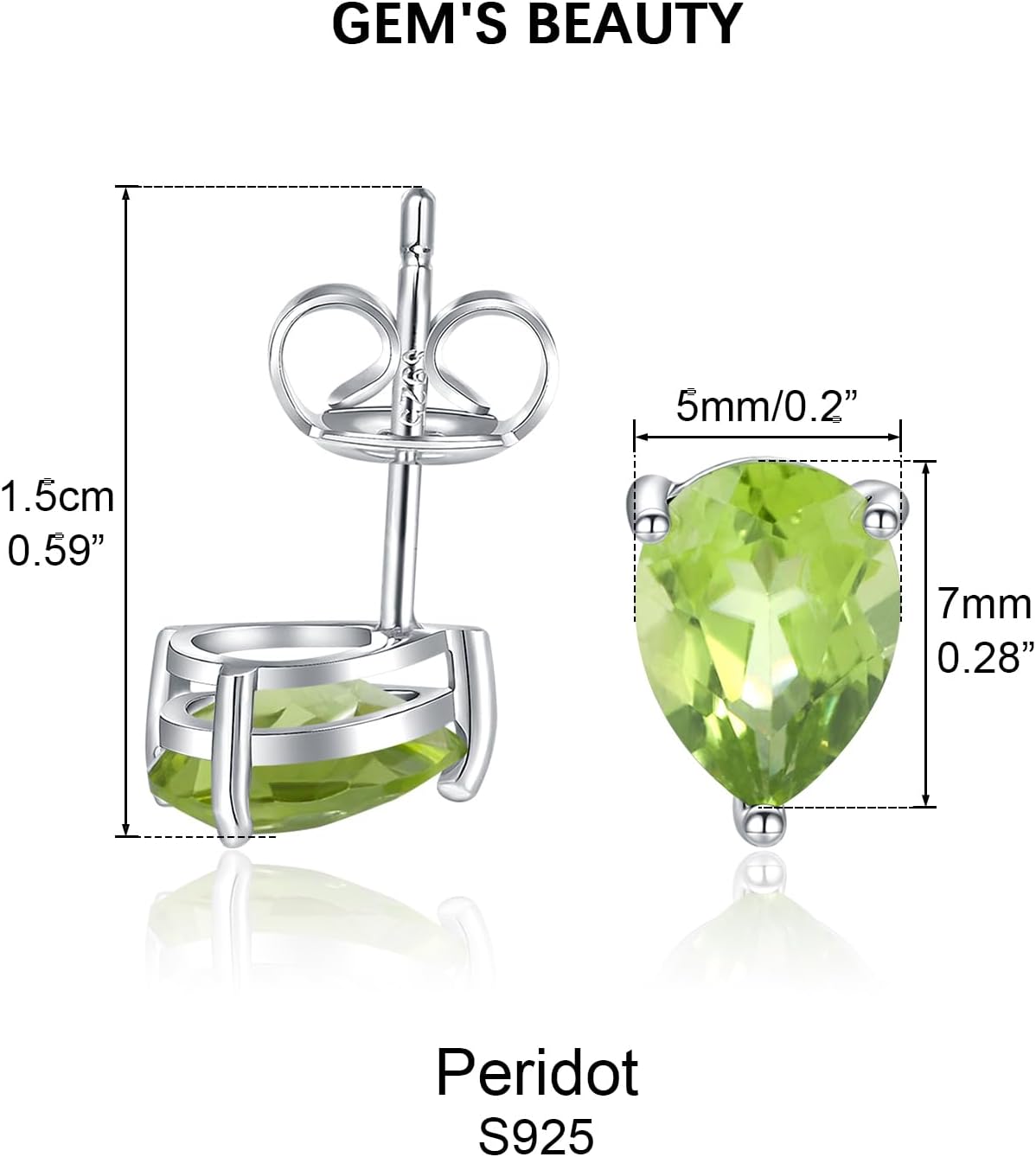 Gem's Beauty Earrings For Women Earrings Studs 925 Silver Inlays 5 * 7mm Gem Hypoallergenic Earrings For Girls Trendy Gift