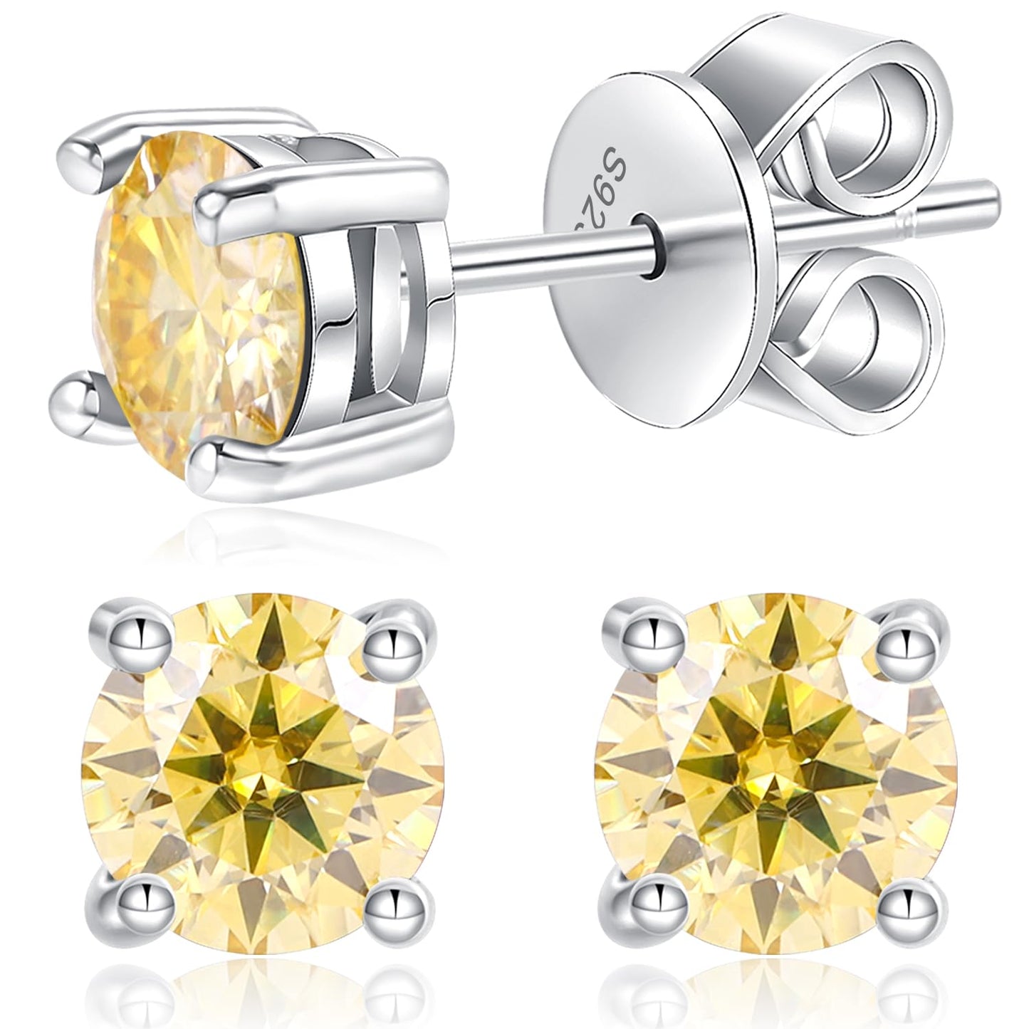 Moissanite Stud Earrings 1-4ct S925 Sterling Silver Earrings Moissanite Earrings Hypoallergenic Lab Created Diamond D Color Jewelry Gifts for Women Men Valentine's Day