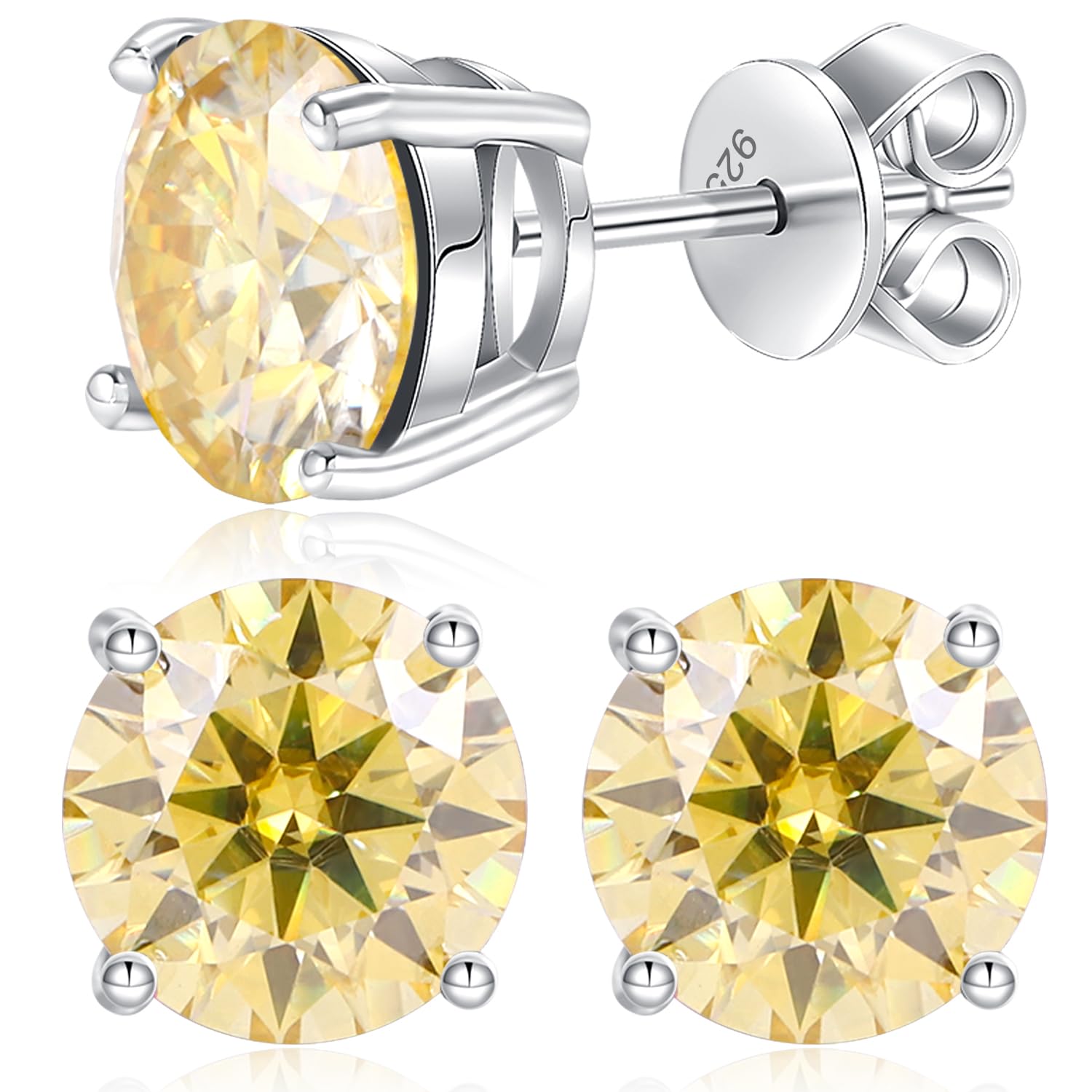 Moissanite Stud Earrings 1-4ct S925 Sterling Silver Earrings Moissanite Earrings Hypoallergenic Lab Created Diamond D Color Jewelry Gifts for Women Men Valentine's Day