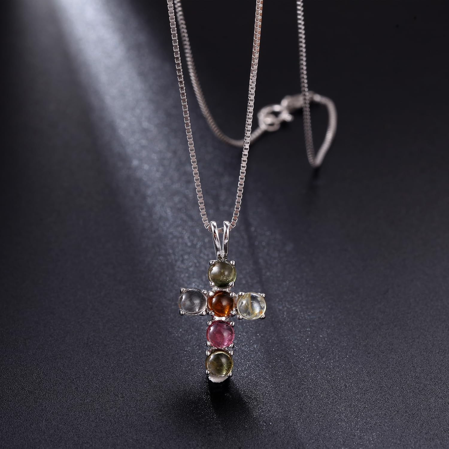 Gem's Beauty 925 Sterling Silver Cross Necklace Cross Necklace For Women 5A CZ Birthstone Necklaces Simple Fashion Exquisite Anniversary Birthday Gifts For Women