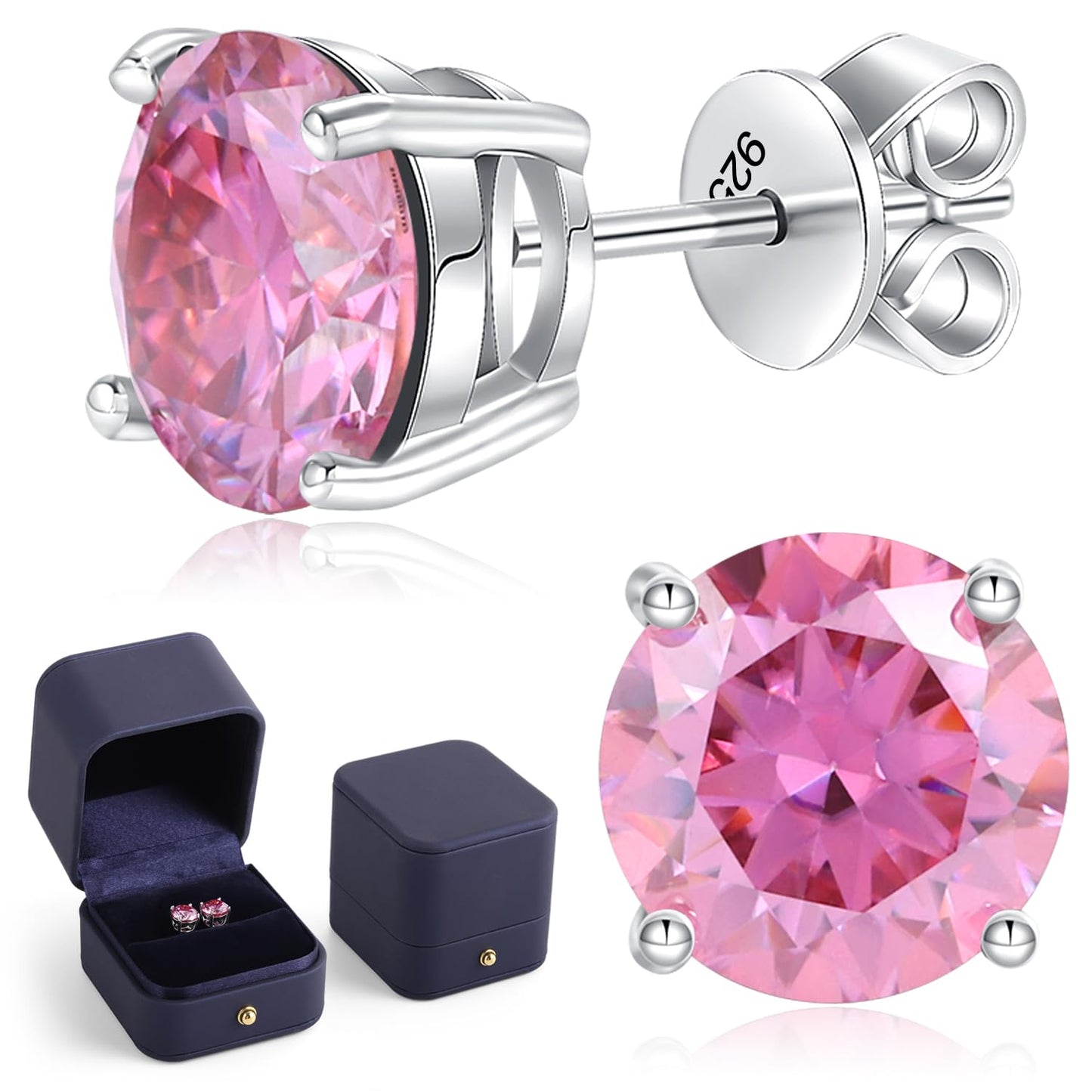 Moissanite Stud Earrings 1-4ct S925 Sterling Silver Earrings Moissanite Earrings Hypoallergenic Lab Created Diamond D Color Jewelry Gifts for Women Men Valentine's Day