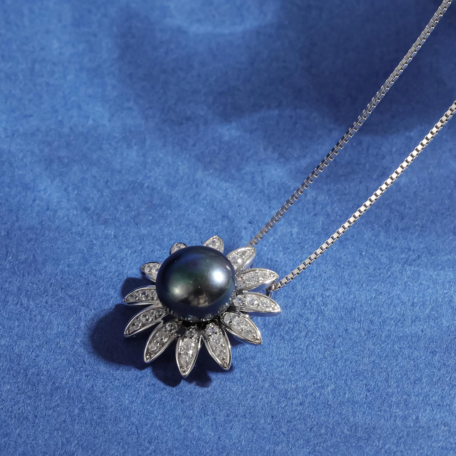 Gem's Beauty Elegant Black Pearl Necklace for Women – 9-10mm, 18K Gold Plated 925 Sterling Silver