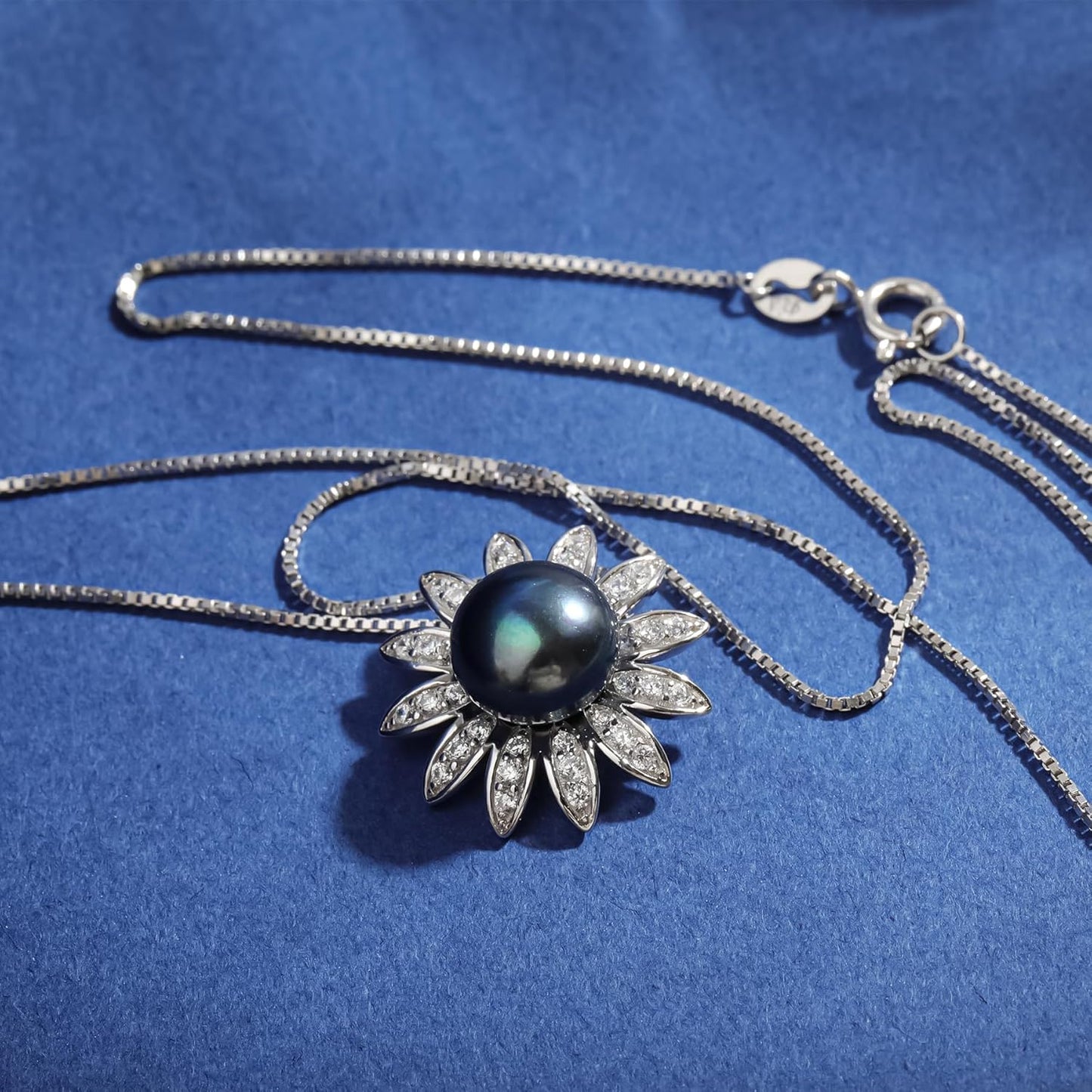 Gem's Beauty Elegant Black Pearl Necklace for Women – 9-10mm, 18K Gold Plated 925 Sterling Silver