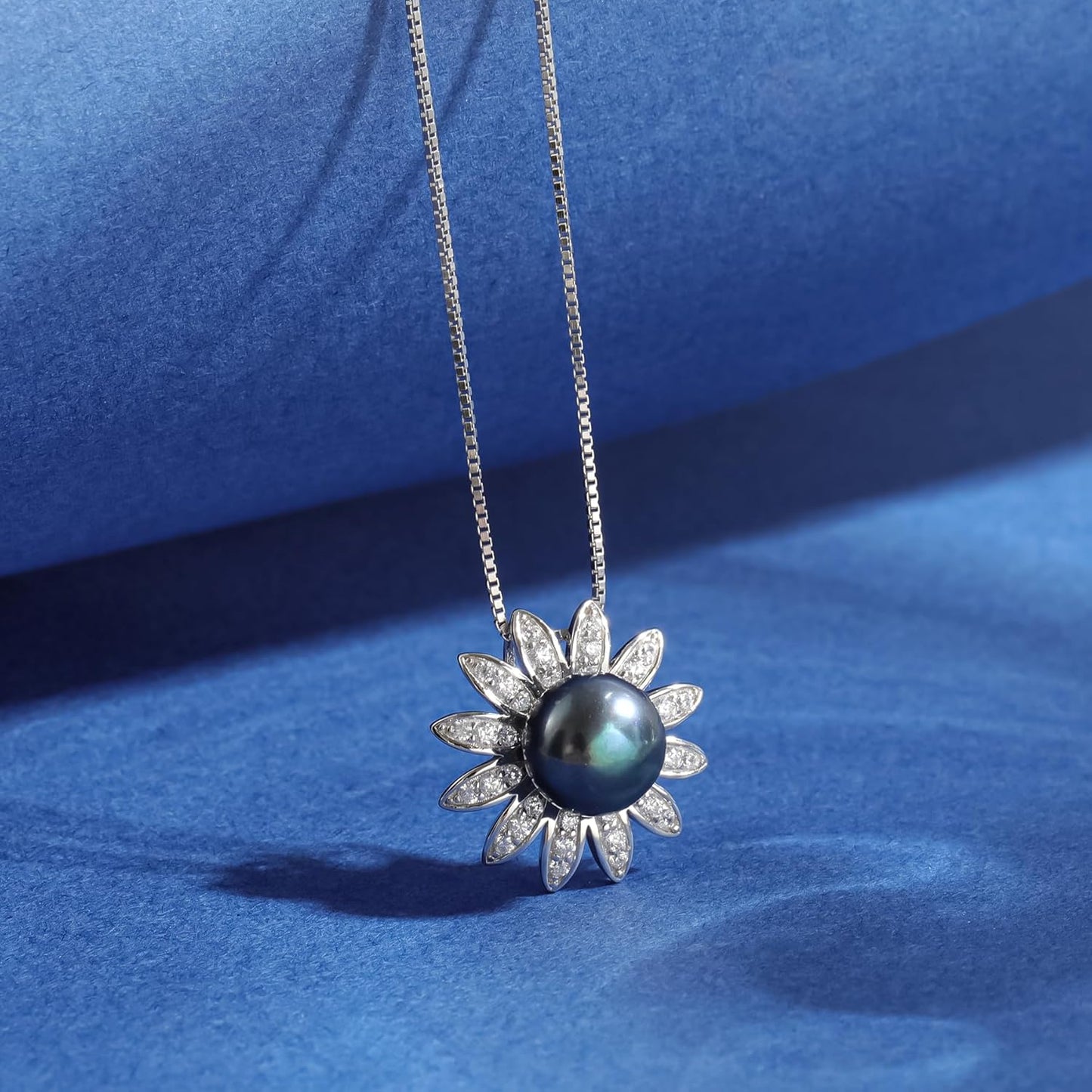 Gem's Beauty Elegant Black Pearl Necklace for Women – 9-10mm, 18K Gold Plated 925 Sterling Silver